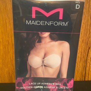 NEW Maidenform Size D Nude Adhesive Lace Up Bra